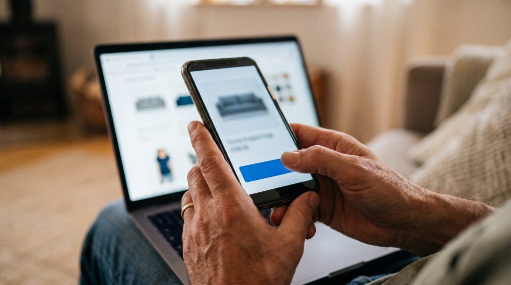 Shopper paying on a smartphone
