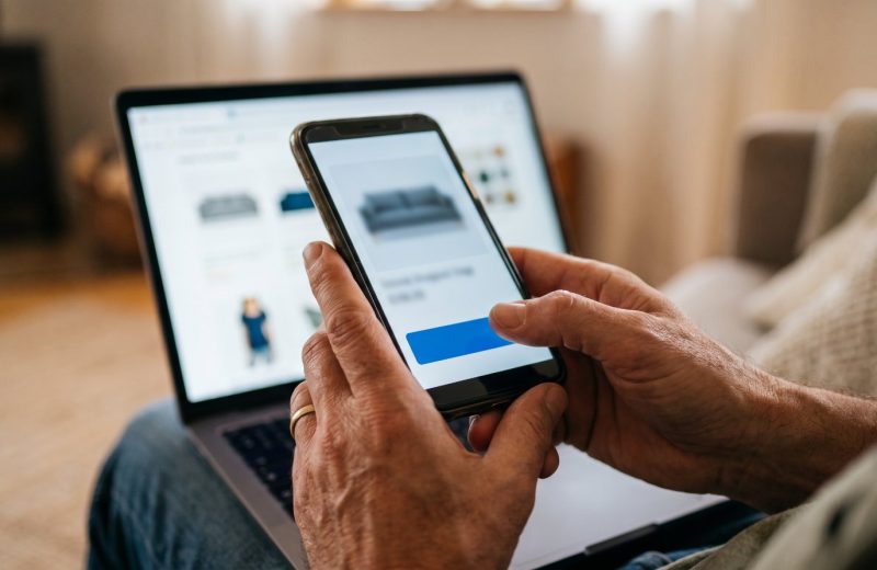 Shopper paying on a smartphone