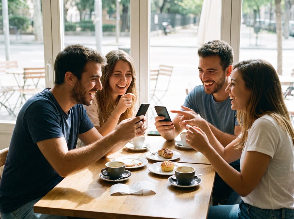 Friends splitting a bill